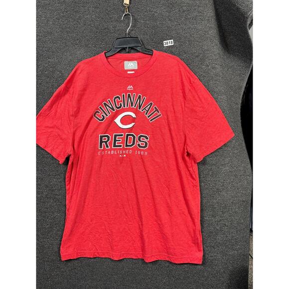 Cincinnati Reds Shirt Mens 2XL Red MLB Baseball Established 1869 Majestic Tee - Picture 1 of 8